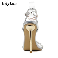 Womens Comfortable Heels: Women Sandals Metal High Heels Ankle Buckle Strap