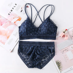 Women Lace Bras Set Backless Bralette Seamless Underwear Lace Top Lingerie