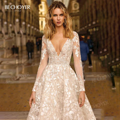 White Bridesmaid Dresses: Wedding Dress V-neck Long Sleeve A-Line Gorgeous