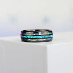 Fashion 8mm Rose Gold Color Tungsten Wedding Men Stainless Steel Rings Inlay