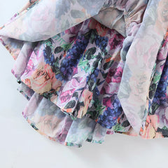 Vintage Multicolor Floral Print Sling Dress Women Summer Chiffon