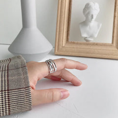 Silver Color Rings Creative Multilayer Winding Line Geometric Handmade