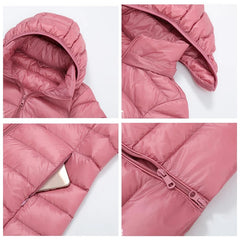 5XL 4XL Hat Detachable Thick Long Down Jacket Women Winter Ultra Light Down Jacket