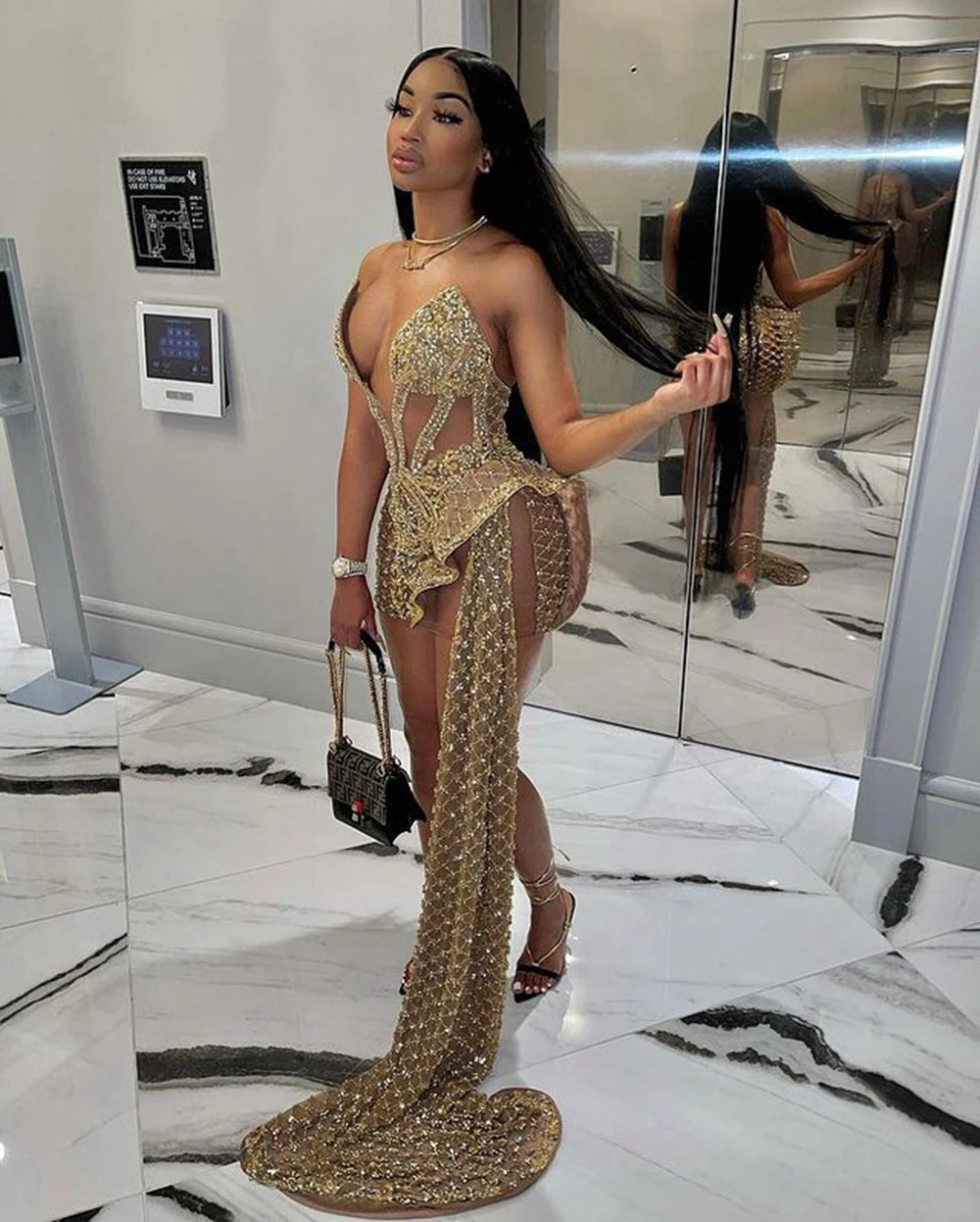 Homecoming Dresses: Sweetheart Sleeveless Gold Sequined Short Prom Dresses