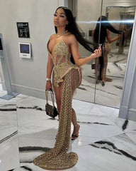 Homecoming Dresses: Sweetheart Sleeveless Gold Sequined Short Prom Dresses