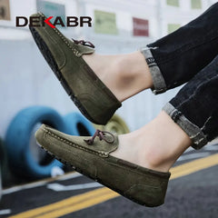 DEKABR Genuine Leather Men Shoes Luxury Brand Casual Slip On Formal