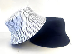 Black Solid Dots Bucket Hat Two Side Wear Unisex Simple Bob Caps Hip Hop Gorros Men