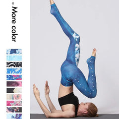 Cloud Hide Yoga Pants Women High Waist Trainer Sports Leggings Long Tights Floral
