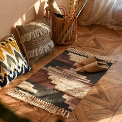 60x90cm Retro Bohemian Hand Woven Tassel Carpet for Home Living Room Window