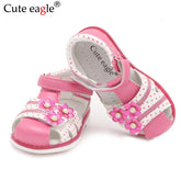 Cute Eagle Summer Girls Sandals Pu Leather Toddler Kids Shoes Closed Toe Baby