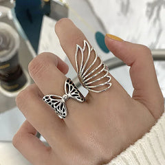 925 Sterling Silver Party Rings Fashion Creative Hollow Butterfly Wings Wedding