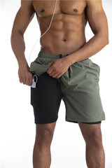Running Shorts Men 2 in 1 Sports Jogging Fitness Shorts Training