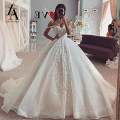White Bridesmaid Dresses: Wedding Dress Appliques Ball Gown Court Train Bridal Dresses