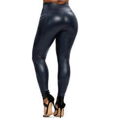 Winter Black Leather Leggings Women Skinny Push Up High Waist Legging Pockets