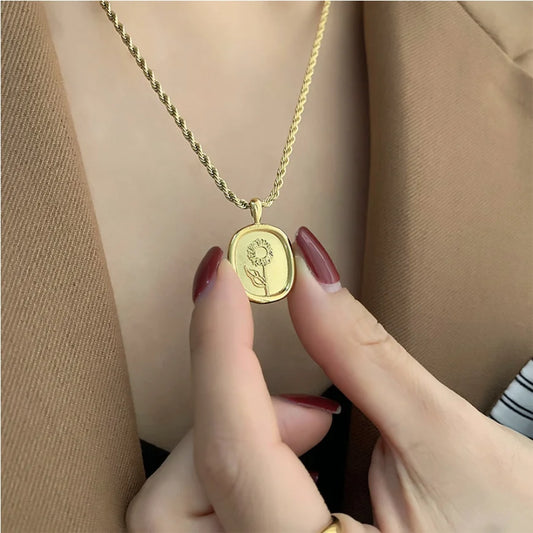 316L Stainless Steel Fashion Fine Jewelry Vintage Oval Tag Flowers Charms Thick