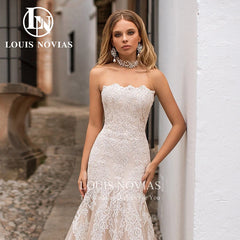 White Bridesmaid Dresses: Wedding Dress Modern Detachable Train With Long Sleeve