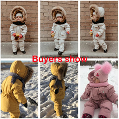 2pcs Set Children Winter Down Jacket and Jumpsuit for Baby Thicken Jacket for Girls