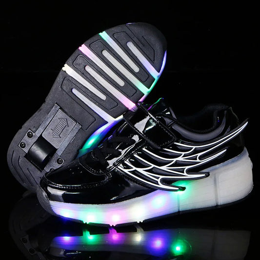 Kids LED light roller shoes for boys girl luminous light up skate sneakers with on wheels