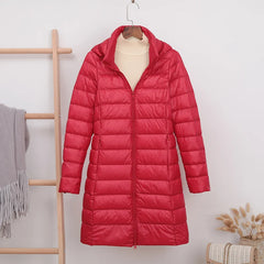 5XL 4XL Hat Detachable Thick Long Down Jacket Women Winter Ultra Light Down Jacket