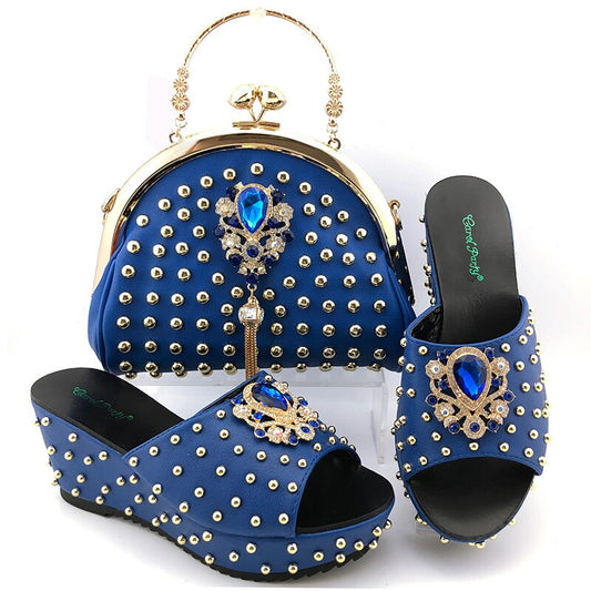 Matching Shoes and Bags: Wedding Shoes and Bag Set gold Color Italian Shoes