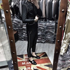 Beach Wedding Outfit Men: Slim Suit Two-piece Suit Nightclub Rivet Coat Smoking