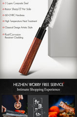 1PC-5PC Kitchen Knife Set Chef Utility Stainless Steel 3 Layers Composite