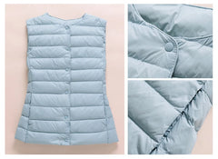 Ultralight Down Vest Women Single-breasted Sleeveless Female Duck Down Waistcoat