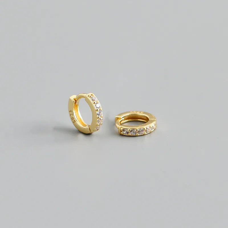 WANTME Real 925 Sterling Silver Gothic Simple White Zircon Hoop Earrings for Women Men Charms Unique Party Couple Jewelry 2021