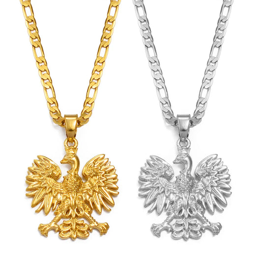 Anniyo Poland Symbol Eagle Pendant Necklaces for Women Men,Polska Poles Jewelry #252706