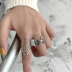 925 Sterling Silver Party Rings Fashion Creative Hollow Butterfly Wings Wedding