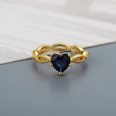 Blue Gem Heart Rings For Women Zirconia Silver Color Couple Heart Ring Party Gift