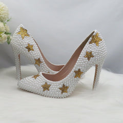 Matching Shoes and Bags: Gold Star Women Wedding Shoes With Matching Bag Bride