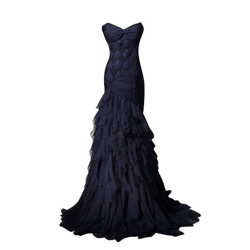Homecoming Dresses: Slim-Fit Lace up Long Fishtail Evening Dress Prom Dresses
