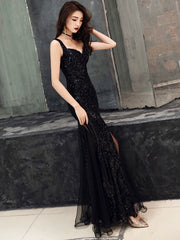 Homecoming Dresses: Black High-End Temperament Fishtail Long Sequins