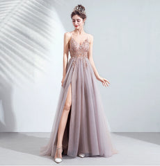 Homecoming Dresses: Spaghetti Straps Evening Dresses Beading Prom Gowns