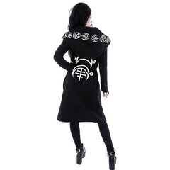 Fashion Trend Ladies Punk Moon Pattern Printing Long-sleeved Cardigan Sweater