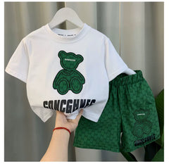Children Boy Clothes Set Kid Girls Cartoon Bear Tshirts and Shorts 2 Pieces Suit Baby Letter Print Top Bottom Suit Tracksuits