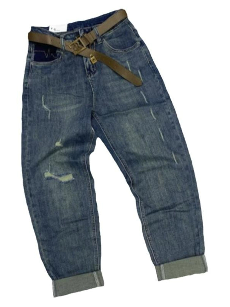 Spring 2024 High Waist Contrast Color Plus Size Ladies Denim