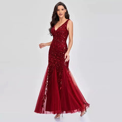 Homecoming Dresses: Sleeveless Sequins Mermaid Party Prom Gowns Women Formal