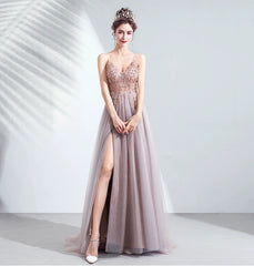 Homecoming Dresses: Spaghetti Straps Evening Dresses Beading Prom Gowns