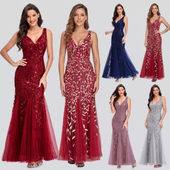 Homecoming Dresses: Sleeveless Sequins Mermaid Party Prom Gowns Women Formal