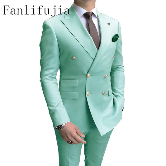 Tuxedo for Mens: Double Breasted Men Suit Two Pieces Slim Fit Costume