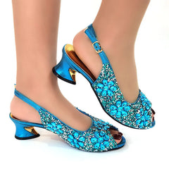 Women's Party Sandals Fashion Full Diamond Flower Design Heel High