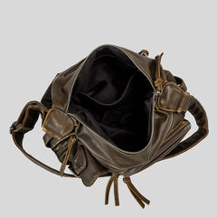 Vintage Multiple Pockets Women Shoulder Bags Luxury Washed Pu Leather
