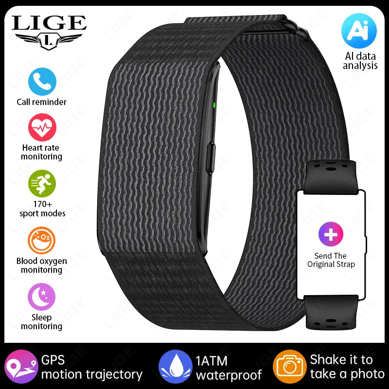 LIGE No Screen Smart Watch Men's Sports Outdoors Fitness Heart Rate Monitor 1ATM Waterproof New Smartwatch For Andrio IOS 2025