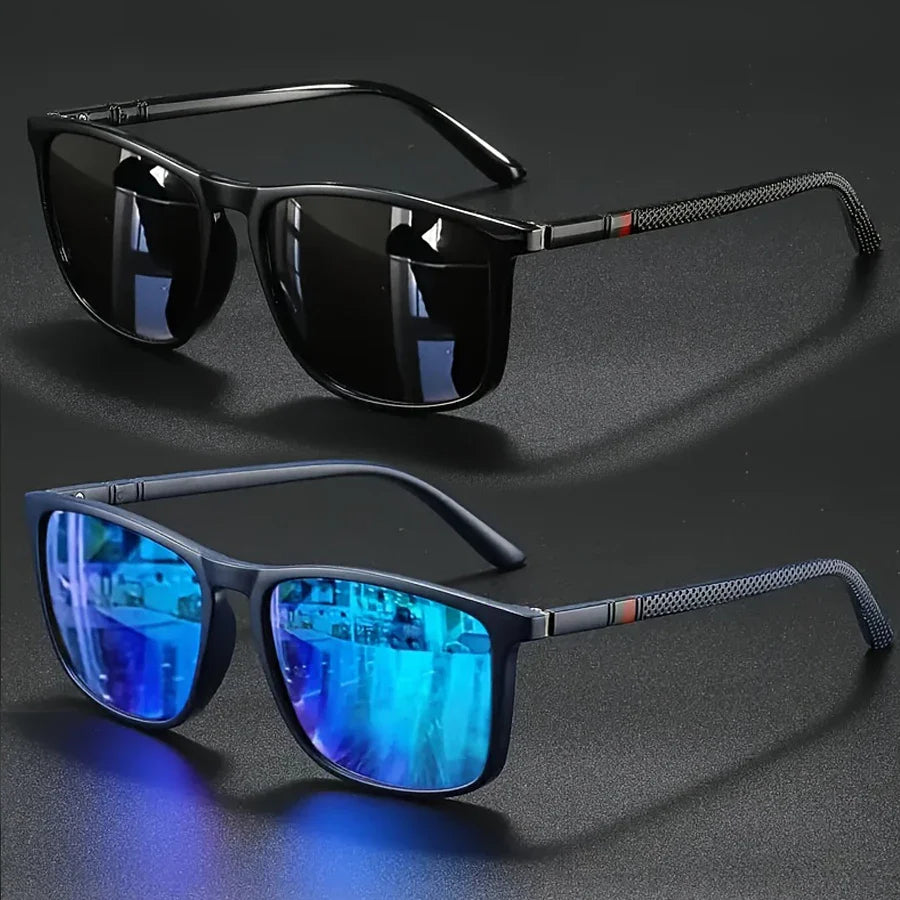 2pcs Luxury Square Vintage Polarized Cycling Sunglasses Men Women Fashion Travel Driving Fishing Sun Glasses Male Eyewear UV400