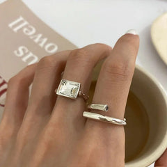 925 Sterling Silver Rings Party Jewelry Vintage Charm Double Layer