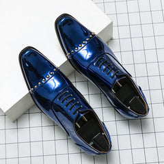 Male Golden Luxury Business Oxford Shoes Men Height Increase Patent Leather