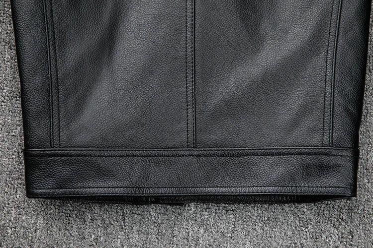 leather jacket casual denim leather coat leather coat PU washed leather, leather soft