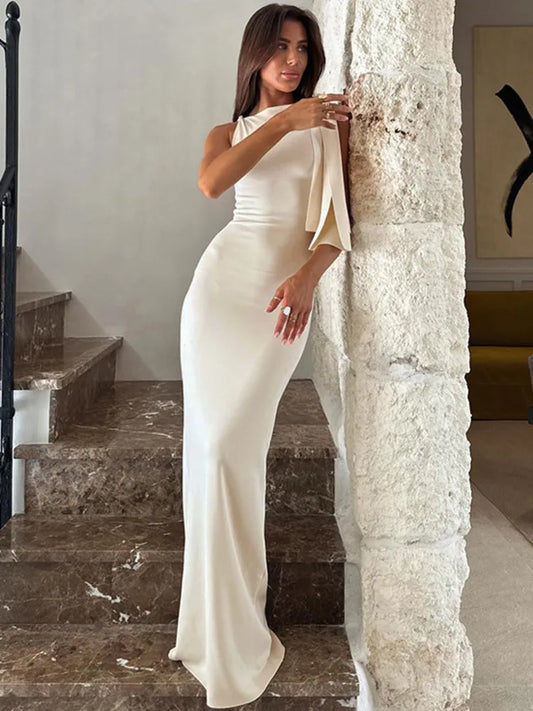 Collar Sleeveless Maxi Dress For Women Fashion Off-shoulder Sleeveless